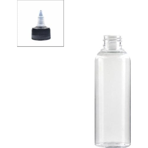 5oz/150ml empty plastic E liquid round bottle clear pet bottle with black Twist Top Caps pointed mouth top lid