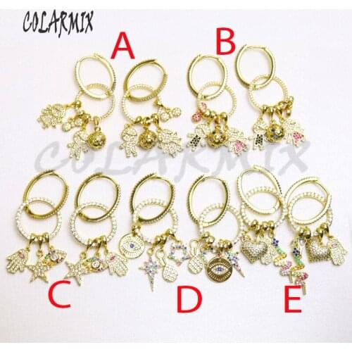 3 pairs Big hook earrings zircon jewelry multi charm earrings luxury zircon jewelry necklace for women 50999