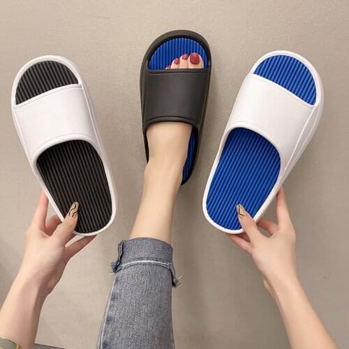 JALANJALKI Thick Sole Indoor Platform Non-slip Outdoor Women Slippers Light EVA Flat Men Casual Slides Mixed Color Femal Shoes