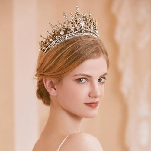 Bridal Crystal Tiaras Bride Baroque Hair Jewelry women Headpiece Rhinestones Party Crowns Wedding Hair Accessories Wedding Crown