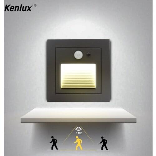 3W LED Step Light Waterproof IP54 Porch Light Modern LED Wall Lamp PIR Motion Sensor Courtyard Garden Indoor Night Stair Light