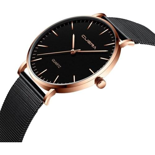 CUENA 836 When Ultra-thin mens andWomens Watches Korean Steel Mesh belt Waterproof Quartz Watches