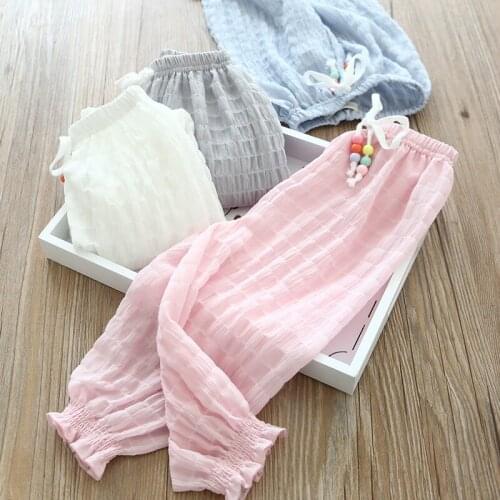 2020 Spring and Autumn New Childrens Candy-Colored Casual Pants Cute Harem Pants Childrens Elastic Pants