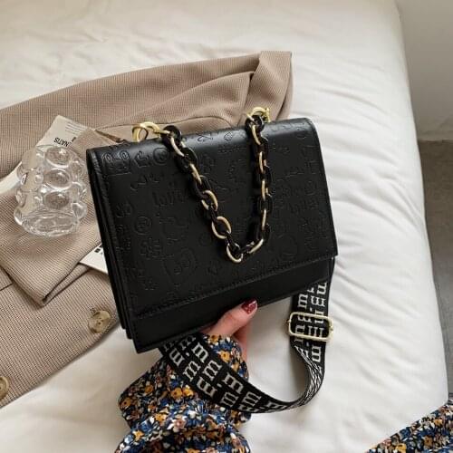 High Quality PU Leather Crossbody Bags for Women Designer Ladies Small Purses and Handbags Fashionable Metal Chain Shoulder Bag