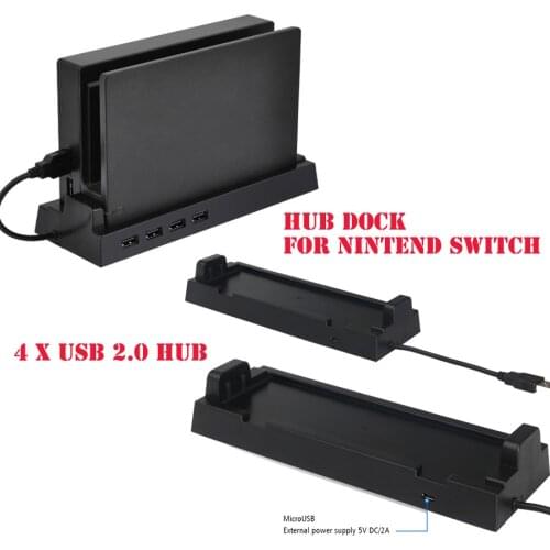 High-quality Game Console Holder External Splitter Expansion Adapter 4 USB 2.0 HUB Dock For Nintend Switch NS Stand