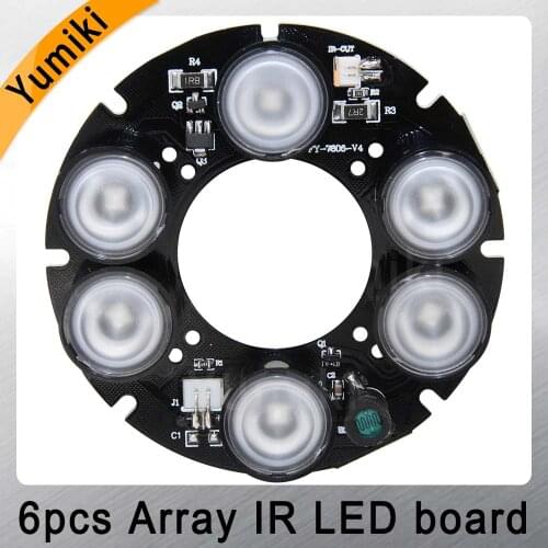 Yumiki 6pcs Array LED IR 20-50 Meters DC12V Size 90 PCB Board 76x34mm Infrared Night Vision for CCTV Camera(diatmeter:76mm)