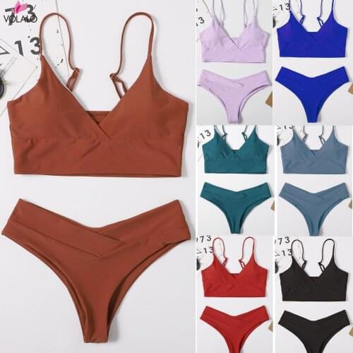 2021 New Tube Top Womens Bikini High Waisted Tummy Control Two Pieces Beach Wear Biquinis Swimsuit Swimwear
