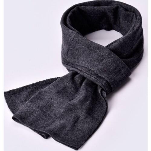 Winter 100% Lamb Wool Scarf for Men Brand 2019 Solid Warm Echarpe Wraps Mans Pashmina Muffler Foulard Black Real Wool Scarves