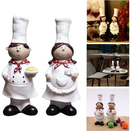 LBER 1 Pair of Creative Boy Girl Chef Decoration Home Decoration Resin Crafts Wine Cabinet Window Restaurant Bakery Decoration