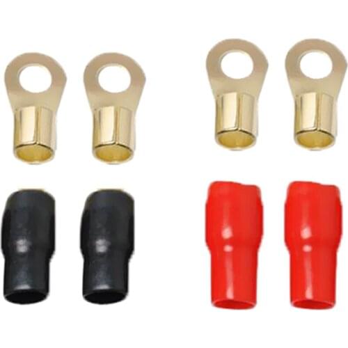 2 Pairs 4 AWG Car Audio Ring Terminals Joint Electrical Wiring Accessories