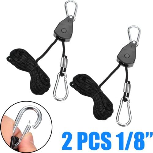 2pcs 1/8 Inch Adjustable Rope Ratchet Hanger LED Alloy Hook Plastic Pulley Portable Lighting Accessories