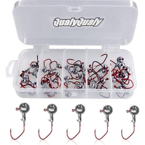 50pcs/lot Jig Head Fishing Hook 1g 1.2g 1.5g 1.8g 3g Lead Head Crank Hook For Soft Worm Fishing Tackle
