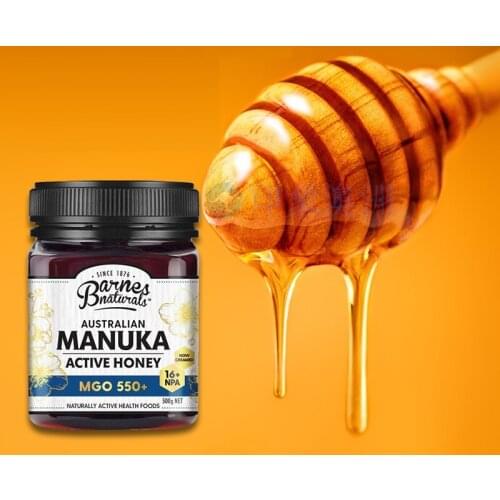 Australia BarnesNaturals Bioactive Manuka Honey NPA16+ MGO550+ 500g Helicobacter Pylori HP Stomach Respiratory Health Supplement