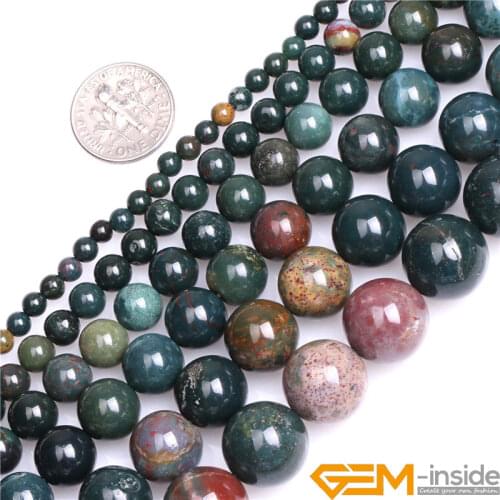 Natural Dark Green Blood Jaspers Round Loose Spacer Accessorries Beads For Jewely Making Strand 15" DIY Jewelry Bead For Gifts