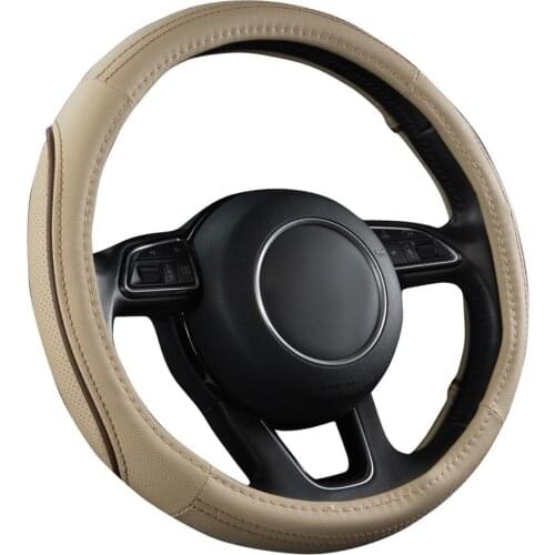 Car-pass 1pcs Black Gray Beige PU Micro fiber Car Steering Wheel Cover 0907 for KIA, HYUNDAI, TOYOTA, HONDA, RIO; LADA