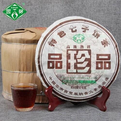 Puwen 2006 Ripe Pu'er Yunya Premium Shu Pu'er Cake 400g for Lose Weight Tea Green Health Care Loss Slimming Tea