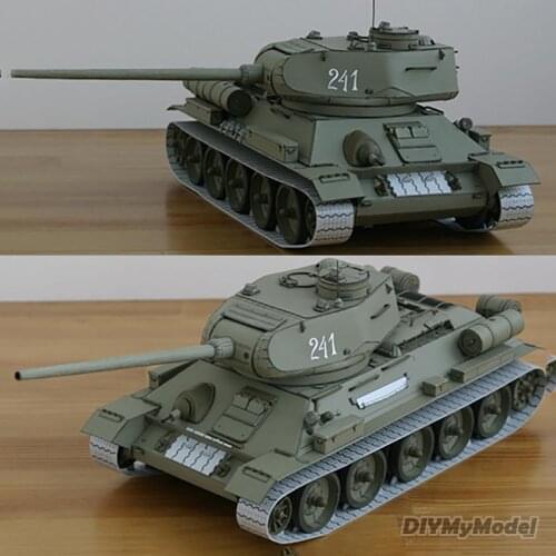 DIYMyModel 1:25 Soviet T-34 Medium Tank Paper Model T-34/85 Manual DIY