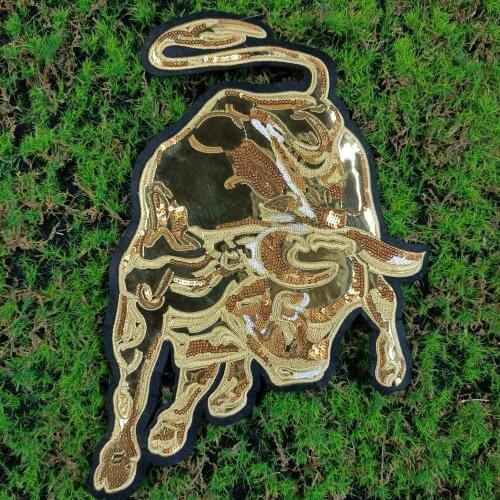 Design large cow embroidery big bullfight animal cartoon patches for s clothing HE-3105