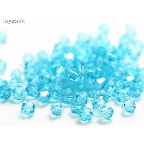 Isywaka Sale Lake Blue Color 650pcs 3mm Bicone Austria Crystal Beads Glass Beads Loose Spacer Bead for DIY Jewelry Making