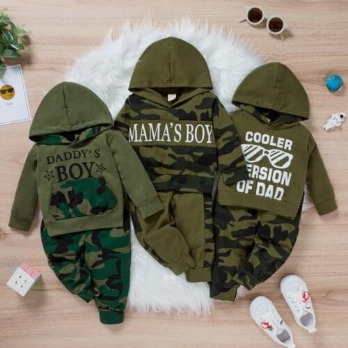 2021-06-23 Lioraitiin 0-24M Newborn Infant Baby Boy 2Pcs Autumn Clothing Set Long Sleeve Letter Printed Hooded Top Camou Pants
