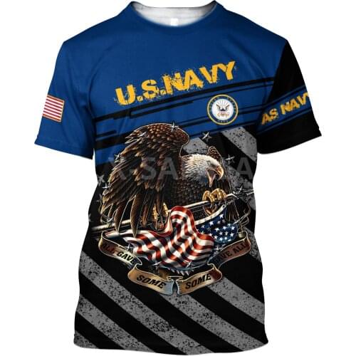 Summer Fashion Men T shirt US Navy US Veteran Flag Eagle Soldier 3D Printed T shirts Unisex Harajuku shirt Casual Tee Tops-2