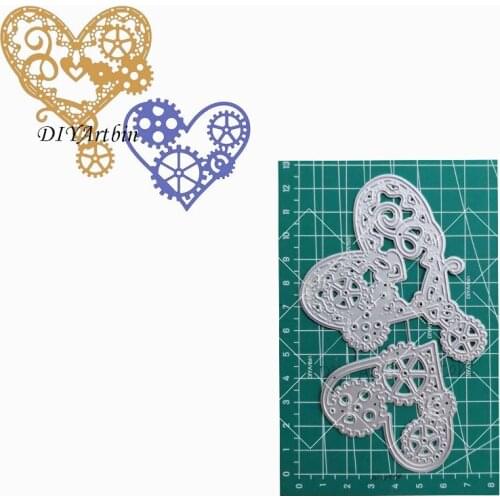 Steampunk Hear Metal Cutting Dies background Scrapbooking Craft Dies Decorative Embossing DIY Paper