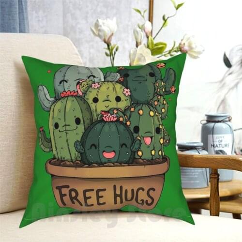 Cute Cactus Pillow Case Printed Home Soft DIY Pillow cover Free Hugs Kawaii Cute Anime Really Wow Funny Kwaii Japan Manga
