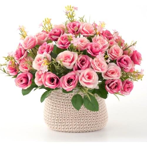 Multicolor Tea Rose Vase for Home Decoration | Daisy Decoration Accessories, Plastic Decoration Artificial Flowers for Wedding