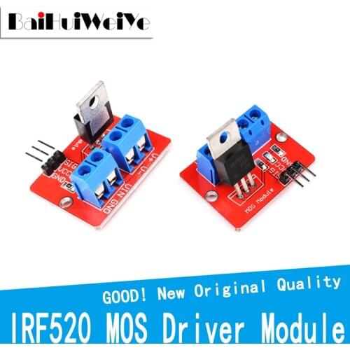 5PCS IRF520 MOS Driver Module For Arduino MCU ARM Raspberry PI 0-24V Top Mosfet Button PWM Dimming LED
