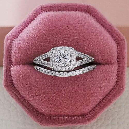 Black Friday a Pair Luxury Genuine 925 Sterling Silver rings for women wedding engagement jewelry R236