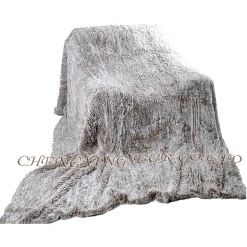 CX-D-93 150X200CM Custom Made Soft Rex Rabbit Fur Knit Throw Blanket