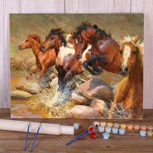 Animal Horse Paint By Numbers Package Acrylic Paints 50*70 Painting On Canvas Loft Wall Picture For Handicraft