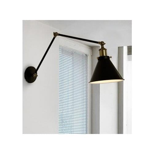 Edison wall lamp brass American Country Restaurant industrial sconces Iron brass Retro wall lights for home loft long Swing arm