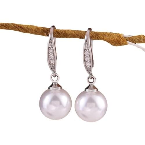 New Trendy Elegant Women Rhinestone Inlaid Faux Pearl Dangle Hook Earrings Jewelry Gift