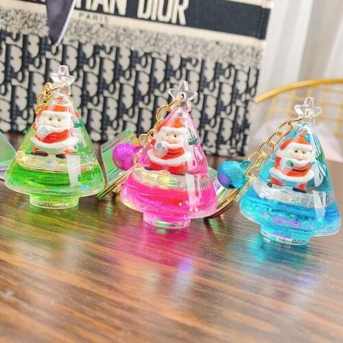 New Christmas Series Keychain Men and Women Christmas Gift Charm Keychain Accessories Christmas Tree Floating Bottle Key chain