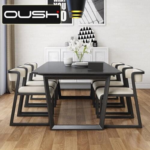 Modern simple solid wood dining table Nordic black small family six person rectangular dining table ash wood dining table