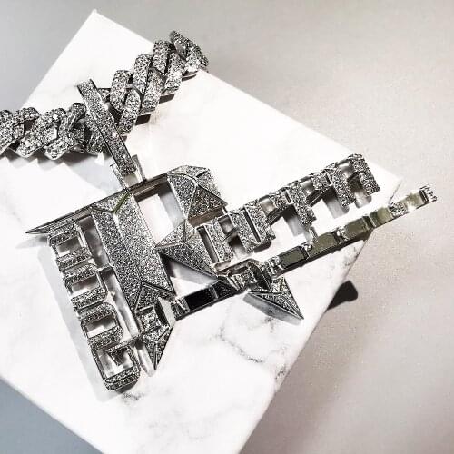 Large Size Iced Out Letters Pendant New Arrival AAA Zircon 2 Colors Mens Charms Necklace Fashion Hip Hop Jewelry