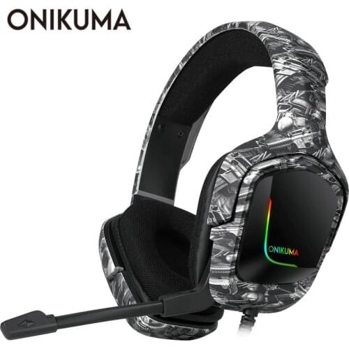 ONIKUMA K20 Wired Headphones With Microphone RGB Light Gaming Headsets Noise Cancelling Earphones For PS4 Xbox One Headset Gamer