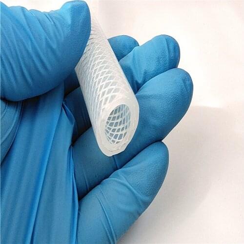 Length 1M food grade clear silicone hose with polyester fiber gridding silicone hose Pressure resistant threading hose