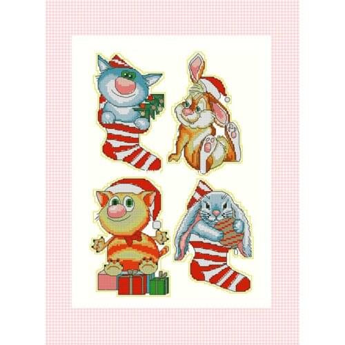 Christmas toys ornaments Counted Cross Stitch 14CT 18CT cream white Cross Stitch Kits Embroidery Needlework Sets