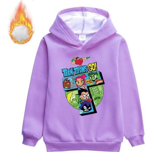 Autumn and winter Teen Titans GO cartoon pattern childrens double-layer thickened non-down velvet warm 2-16 years old sweater
