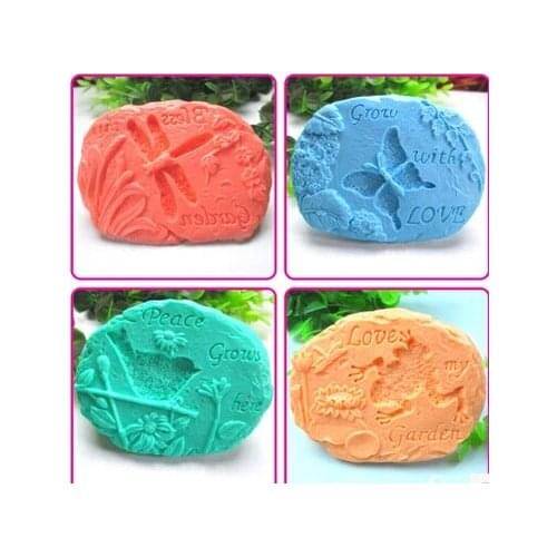 Silicone soap mold shape stone bird butterfly dragonfly frog ,4pcs/lot