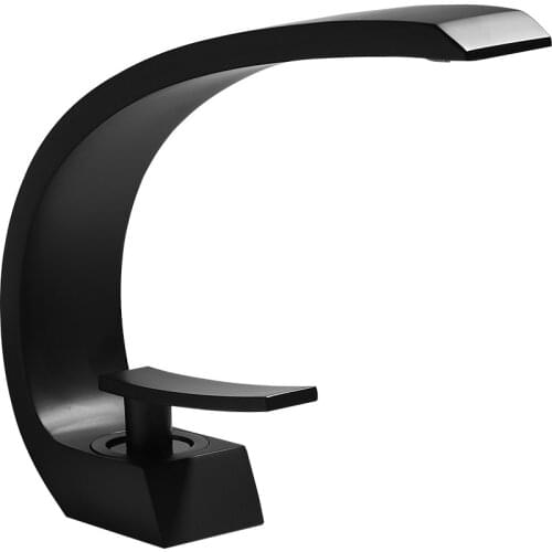 Tuqiu Basin Faucet Modern Bathroom Mixer Tap Black/Gold Wash basin Faucet Single Handle Hot and Cold Waterfall Faucet