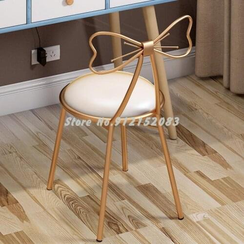 Makeup stool light luxury modern minimalist girl bow dressing table small chair net red ins wind backrest manicure chair