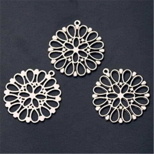 WKOUD 8pcs Silver Color Hollow Metal Garland Charm Earrings Necklace DIY Vintage Jewelry Alloy Pendants A1012