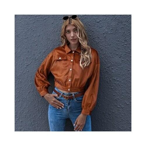 Ladies Solid Color Lapel Commuter Corduroy Short Jacket Womens Autumn Winter Thick Single-breasted Street Style Cardigan Jacket