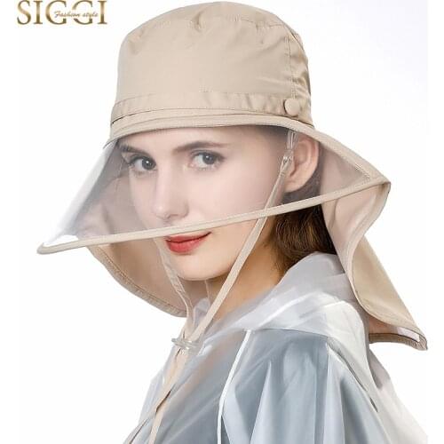 FANCET Waterproof Rain Hats For Women Elastic Chin Cord Transparent Visible Brim Rain Protection Bicycle Caps Female 99046