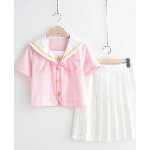 Women Embroidery Dress Set JK High School Uniforms Students Girls Sailor Suits Harajuku Preppy Style Top Short Pleated Skirt