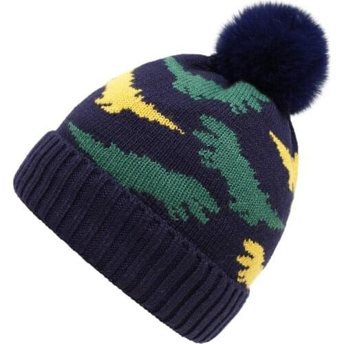 Winter Cartoon Dinosaur Baby Hat Cap Warm Knitted Baby Girl Boy Hat Beanie Elastic Kids Hat Children Cap Bonnet