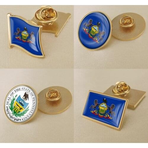 Seal of Pennsylvanias State of United States of America Map Flag Lapel Pins Broochs Badges